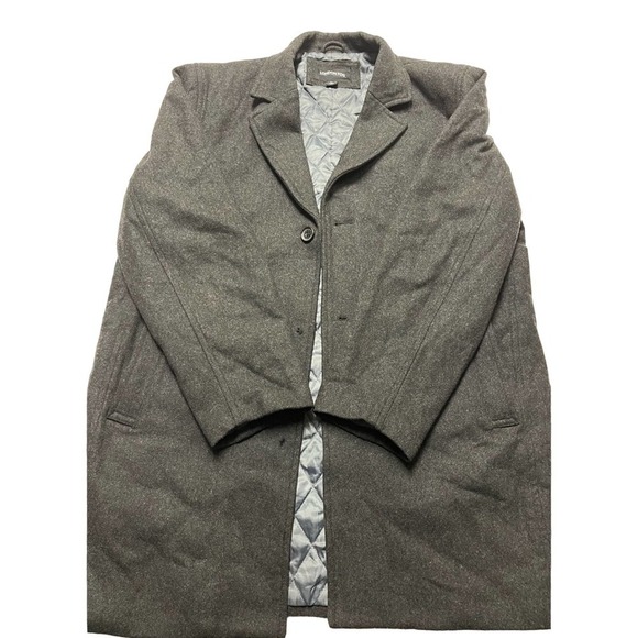 Vintage London Fog Gray Wool Blend Quilted Overcoat Jacket Men’s Size XL - Picture 1 of 7